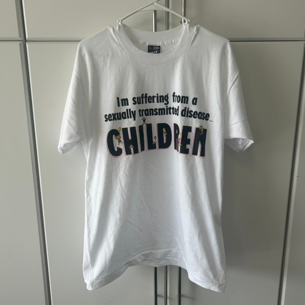 Vintage Fruit of the Loom Best Humor Graphic T-Shirt White Large Children STD